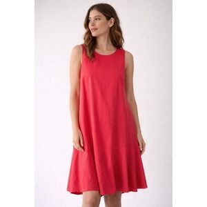 Ann Taylor Womens Pink Linen Blend Drop Waist Flounce Dress Size M NWT